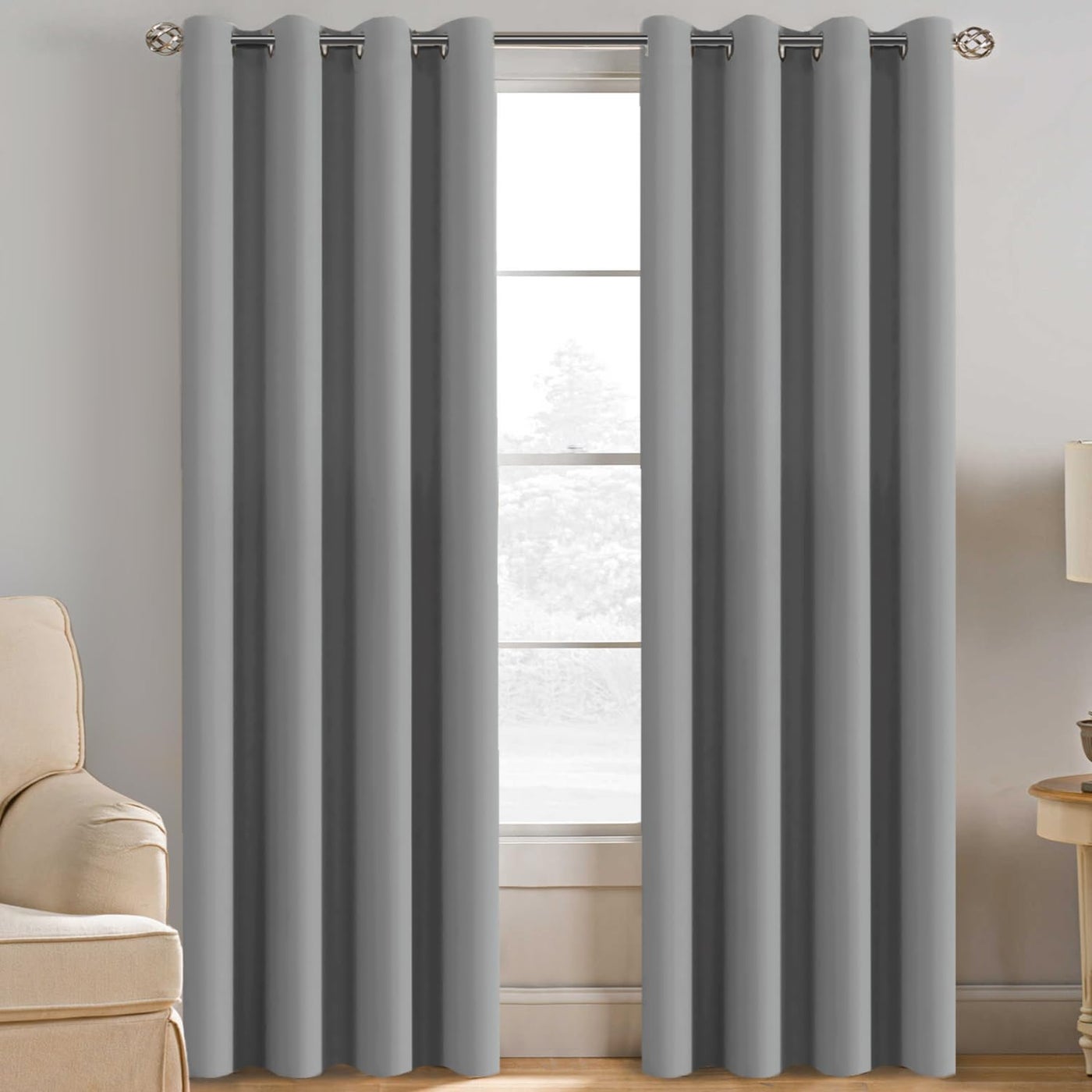 H.VERSAILTEX Blackout Curtain for Living Room Thermal Insulated Window Treatment Curtain Extra Long 108 inch Length Energy Saving Solid Grommet Top Blackout Drape, One Panel, Dove Gray, 52"W x 108"L